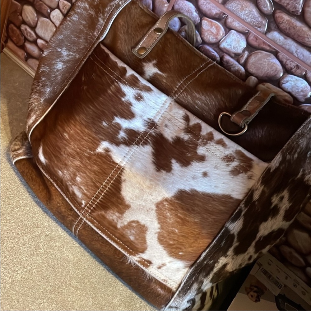 Myra Bag Brown and White Cowhide Tote